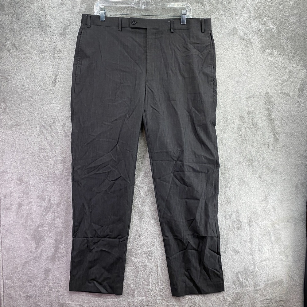 Calvin Klein Slim Fit Dress Pants Men's 36x32 Navy Plaid Stretch Wool Trousers